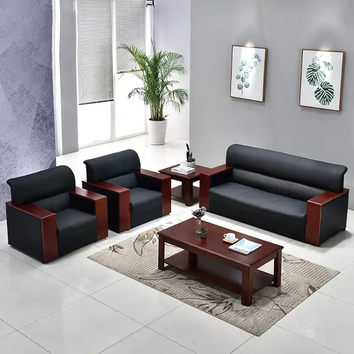 5-seater mahogany office sofa
