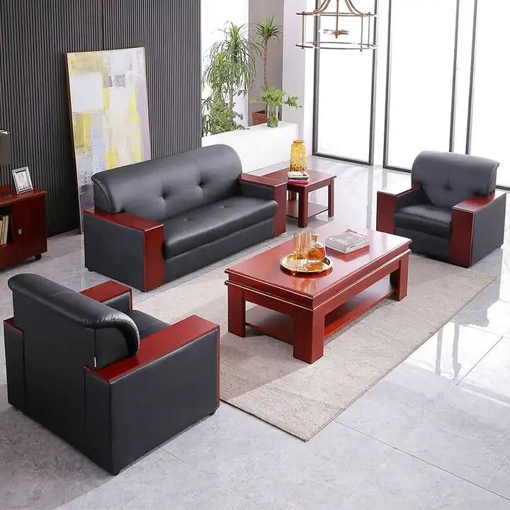 Leather 5-Seater Office Sofa
